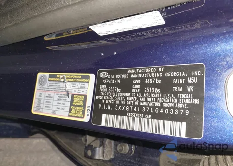 2020 Kia Optima Lx from USA, damaged, VIN 5XXGT4L37LG403379